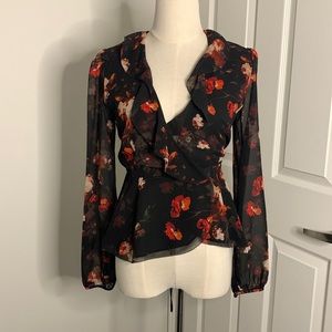 Aritzia | floral wrap blouse